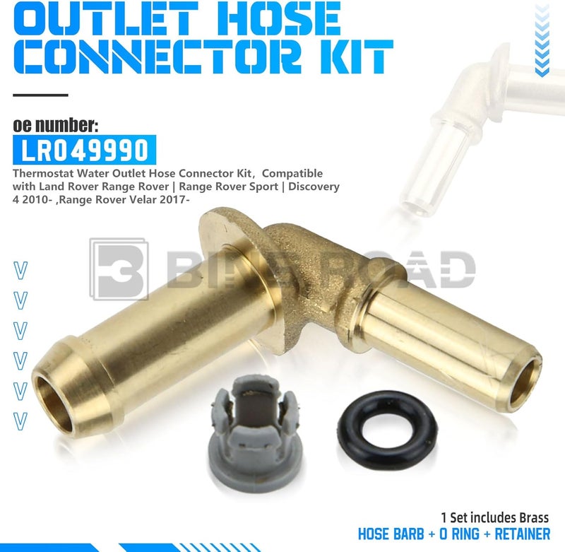BINB ROAD LR049990 Thermostat Water Outlet Hose Connector Kit Compatible with Range Rover Sport 2017 Discovery 4 - Image 3